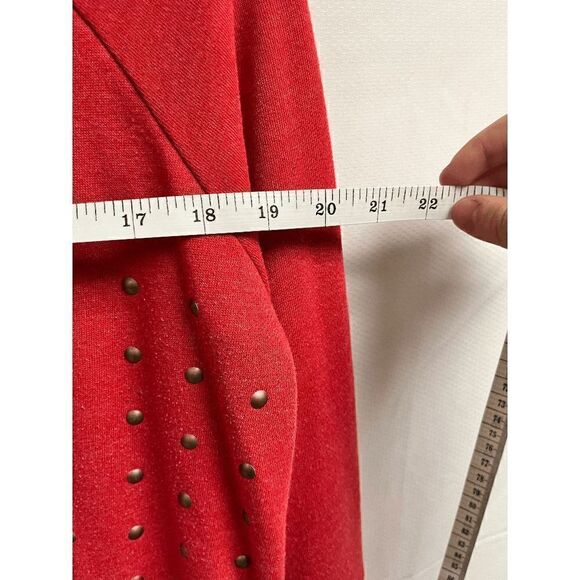 Express Womens Pullover 3/4 Sleeve Scoop neck Studded Front Sweatshirt Red Small - Picture 6 of 6